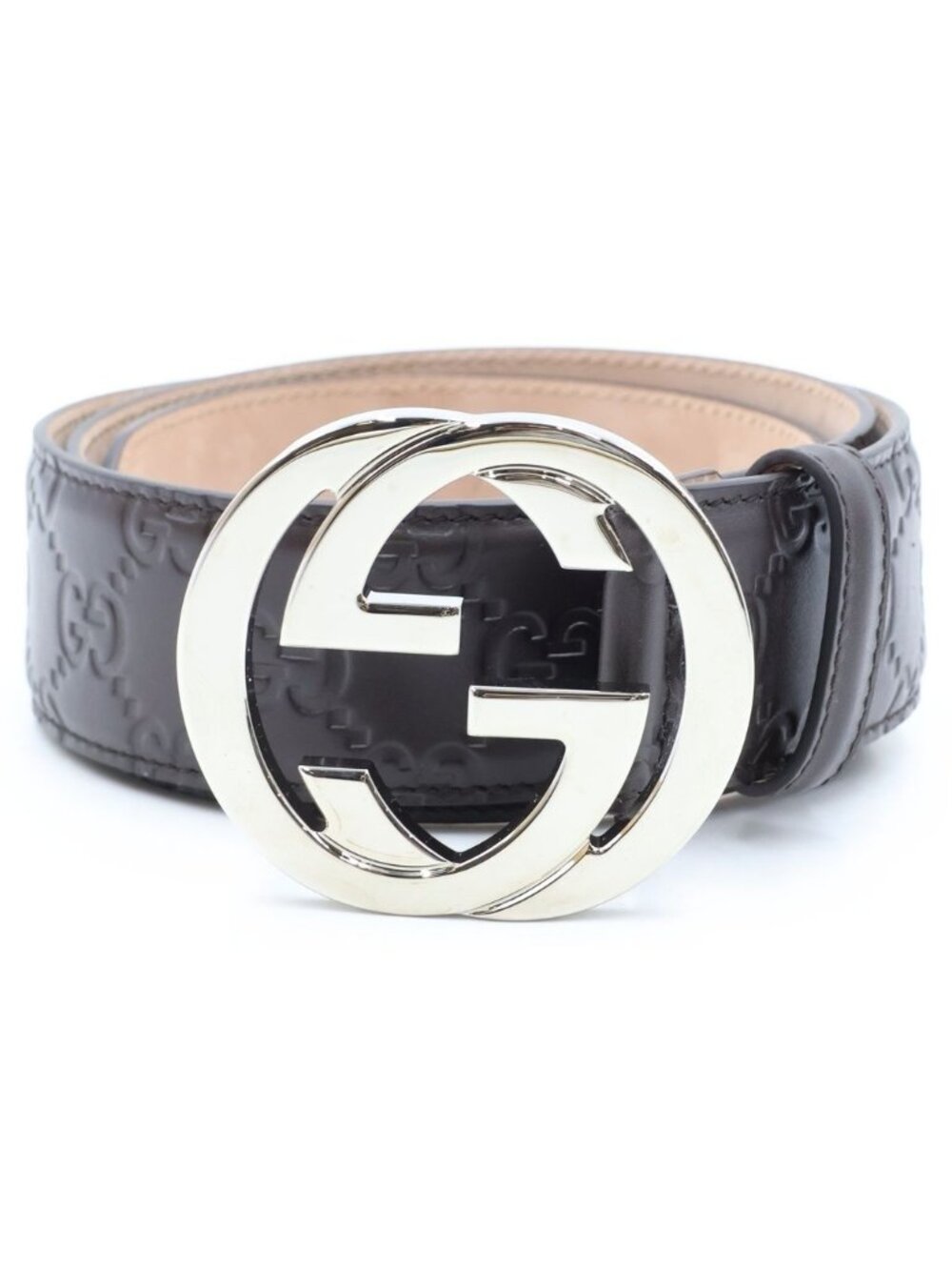 Gucci Guccissima Interlocking G Belt Brown Leather
